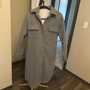 SHEIN Gray Button-Up Longline Blazer